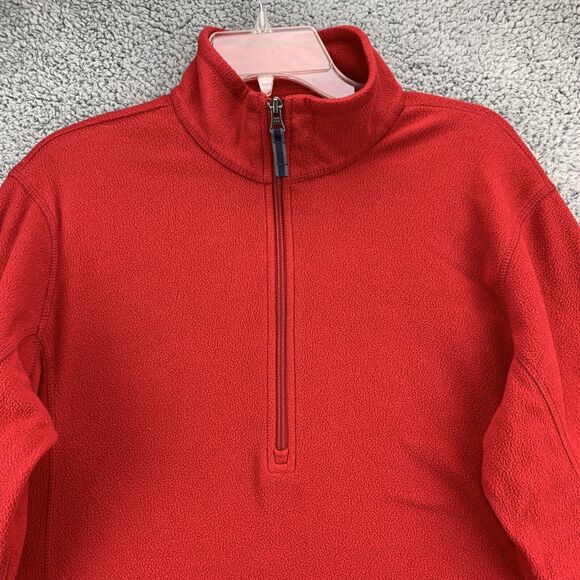 Lands' End Womens Fleece Jacket Sweater Size Medium 1/2 Zip Up Red Mock Neck - Picture 3 of 10
